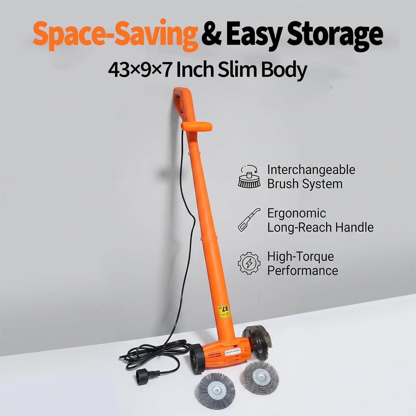 Electric Stand-Up Grout Cleaner 2-in-1 Wire & Hard Brush – Heavy-Duty Floor Scrubber for Tile, Bathroom, Kitchen & Outdoor Weed Cleaning – Ergonomic 13FT Cord Deep Cleaner for Ceramic & Patio Floors