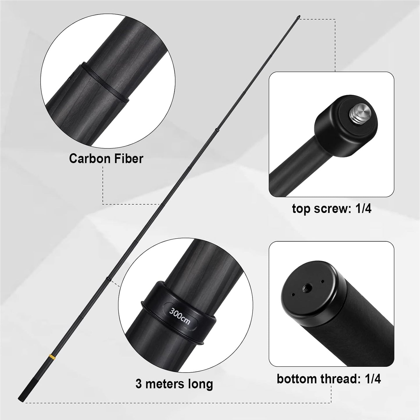 3m Extended Edition Selfie Stick (9.8ft) Carbon Fiber Invisible Pole for Insta360 X5 Insta 360 X4/X3/X2/ONE R/RS/X & GO 2 - Action Camera