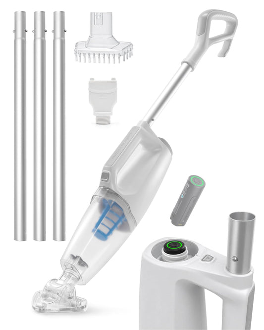 InoKraft 2-in-1 Cordless Handheld Pool Vacuum & Hot Tub Cleaner, Swap-On Replaceable Battery, High Suction for Above Ground Pools, Spa Vacuum with Stick Pump Drain Mode for Silt & Sand