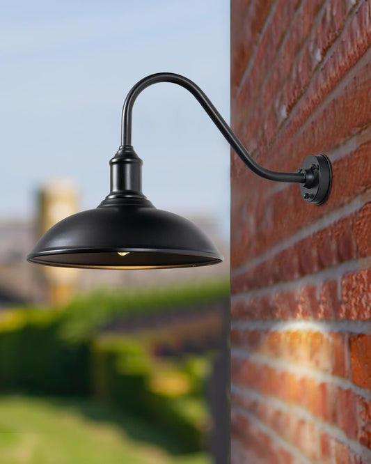 CHUXIA Barn Light Wall Sconce- Outdoor/Indoor Farmhouse Gooseneck Wall Mount Classic Lighting Fixture Matte Black Exterior for Front Porch, House,