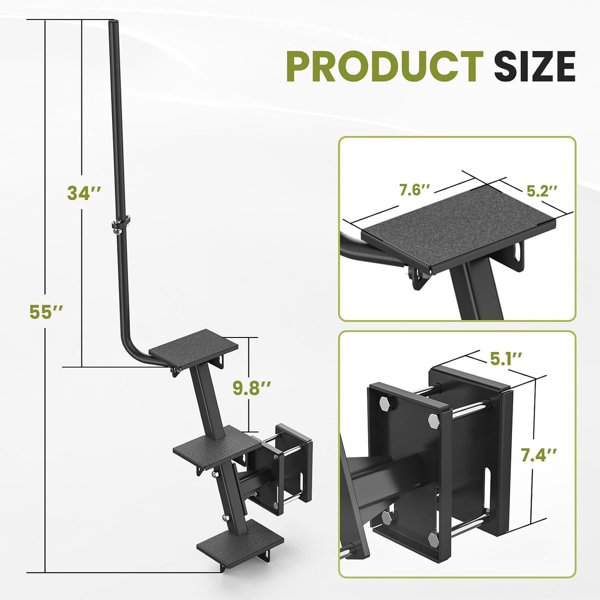 Heavy Duty Boat Trailer Steps, Fits 3"x3", 4"x4" & 3"x5", 880 lb Capacity Side-Mounted Boat Trailer Steps 1