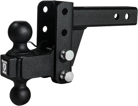 BulletProof Hitches 2.0&#34; Adjustable Medium Duty (14,000lb Rating) 2&#34; Drop/Rise Trailer Hitch with 2&#34; and 2 5/16&#34; Dual Ball (Black