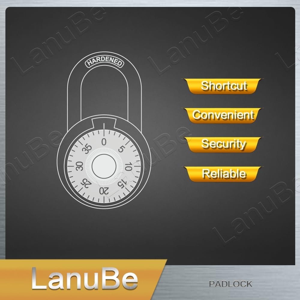 LanuBe Standard Dial Combination Lock, 2 in. Wide, with Different Combinations, Red Turnplate, Pack of 60; Lock for School, Employee, Gym Sports