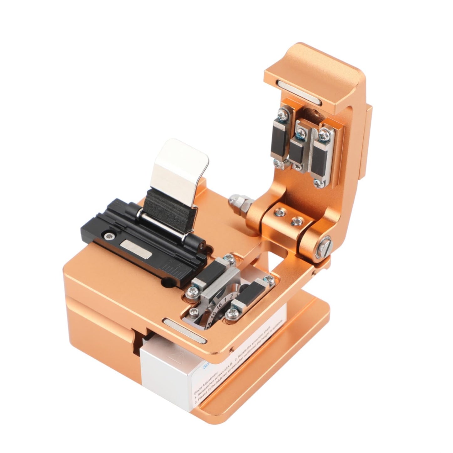 Optical Fiber Cleaver, High Precision FTTH Fiber Optic Cleaver Tool with 16 Cleaving Spots & 50000 Cleaves for 0.25mm/0.9mm/3.0mm Fibers, with Scrap Collector