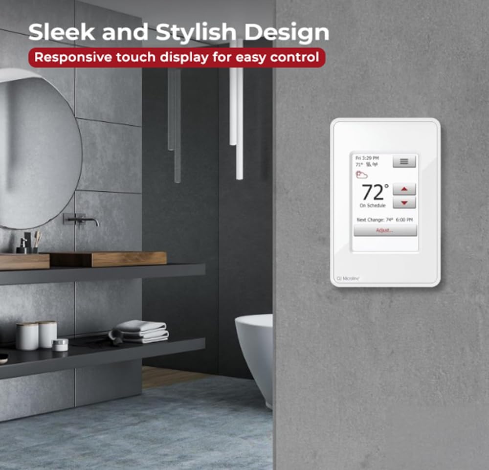 Electric Radiant Floor Heating Thermostat, Touch Screen Programmable Thermostat with GFCI, 120V or 240V, with Intuitive Screen Interface, UDG4-4999, Includes Floor Sensor