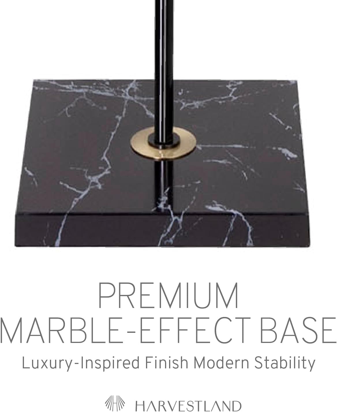 HarvestLand floor lamp, 56" LED standing light 16W 3000K Modern Marble Lamp with 50,000-Hour LED, Black & Brass standing lamp, minimalist lights for bedroom, living room lighting, Office Corner,1 Pack