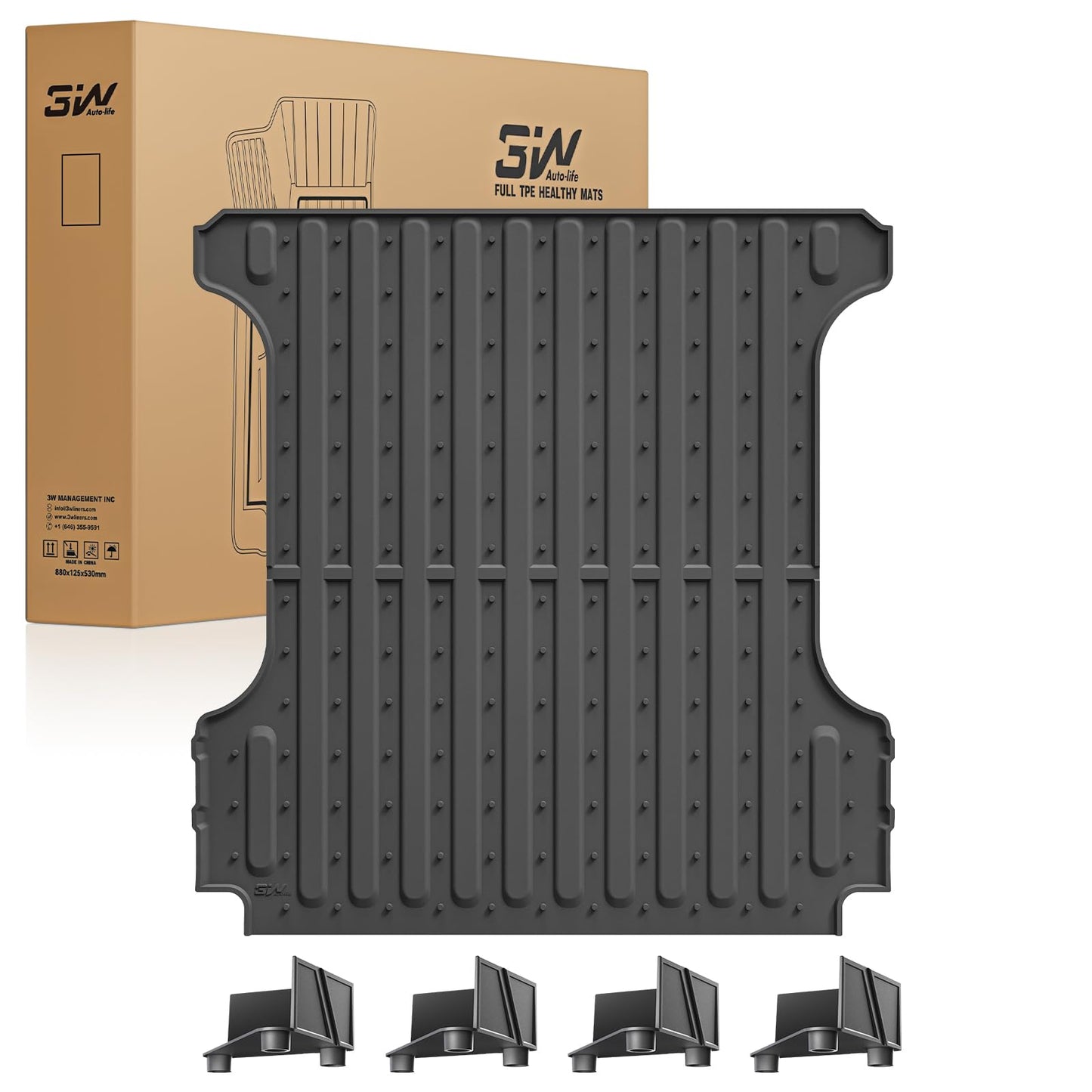 3W Truck Bed Mat for Dodge Ram 1500/1500 RHO 2019-2026 & Ram 1500 Classic 2019-2024 Short Bed (5.7 FT / 67.4inches) All Weather Protection TPE Heavy Duty Cargo Bed Liner (Not for Rambox) 2019-2026 Dodge Ram 1500 Bed Mat(5.7FT)