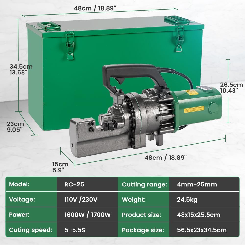 1700W Electric Hydraulic Rebar Cutter,1700W Portable Electric Rebar Cutter,Cutting up to 1 Inch #8 4-25mm Rebar