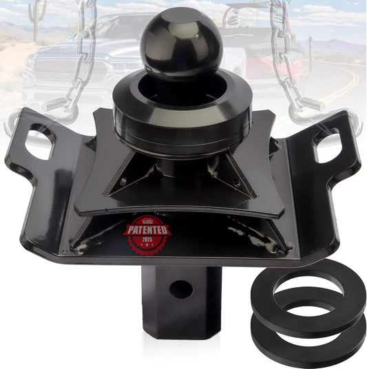 3” Lift 2-5/16" Gooseneck Ball Hitch (Reinforced Base/Ribs), Replace#GNXA2000, 4pcs Anti-tilt PU Washers, Built-in 5th Wheel Lock Holes, Black Matte, 38000lbs 3.0 Inch Lift