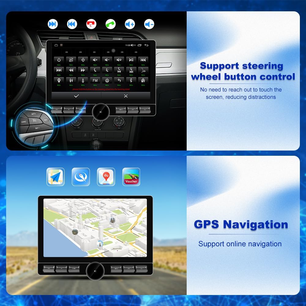 10.6" Double Din Car Radio with Wireless CarPlay & Android Auto | Android 13 Stereo with IPS Touchscreen, 4G SIM, Knob Button, GPS, DSP, WiFi, Bluetooth, SWC, Subwoofer Output