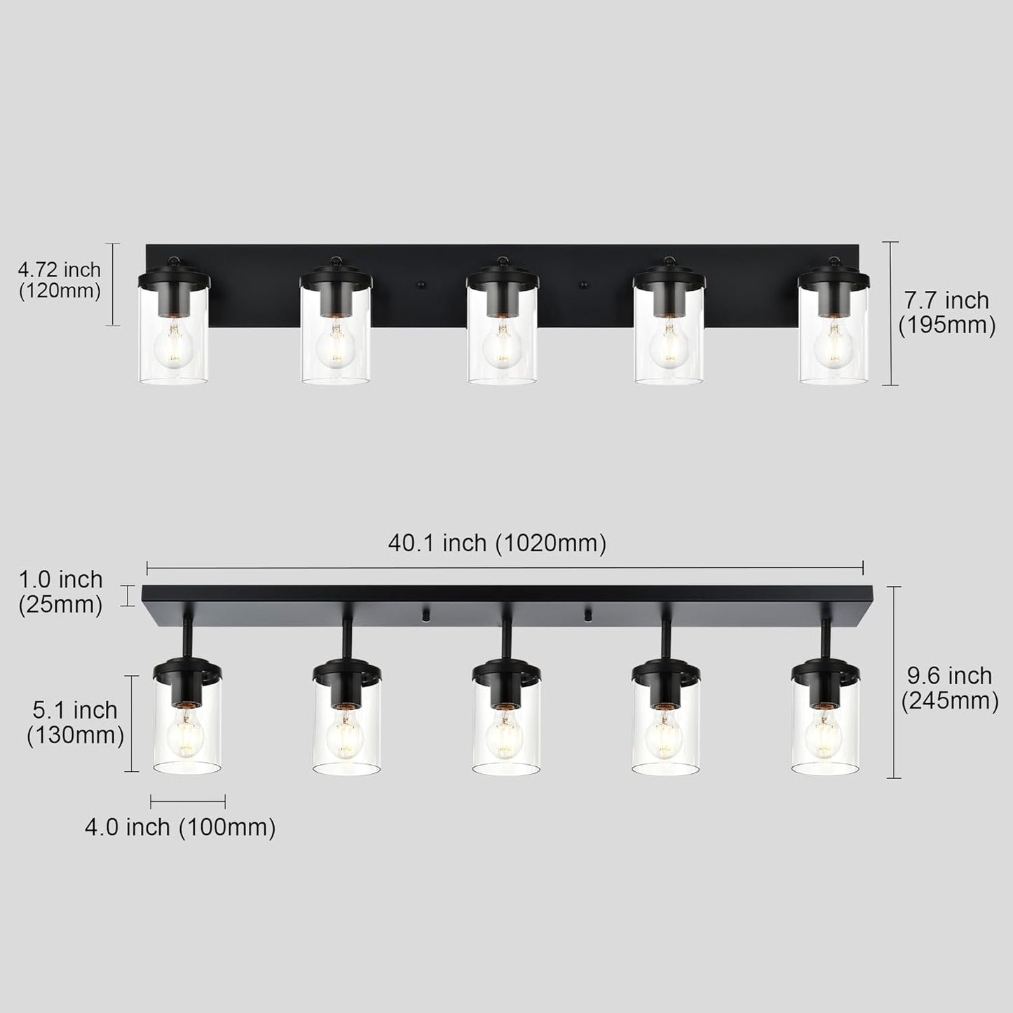 Bathroom Light Fixtures Black 5 Light Track Lighting Kit Modern Kitchen Semi Flush Mount Ceiling Spot Lights Fixture Ind