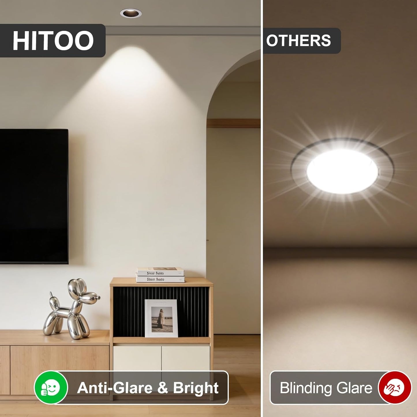 4 Inch Waterproof Recessed Led Lights, 3CCT Recessed Lights with J-Box, Round Recessed Lighting 3000-6000K Selectable, 15W 1700LM Soffit Canless Recessed Light for Bathroom,Living Room,Kitchen (2 PCS)