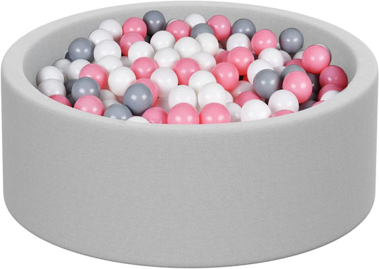 nowilt Foam Ball Pit- Gray Ball Pit for Kids 36x11 with 200 Colored Balls. Ball Pit for Toddlers, Babies, Young Children. Hours of Healthy Activity &