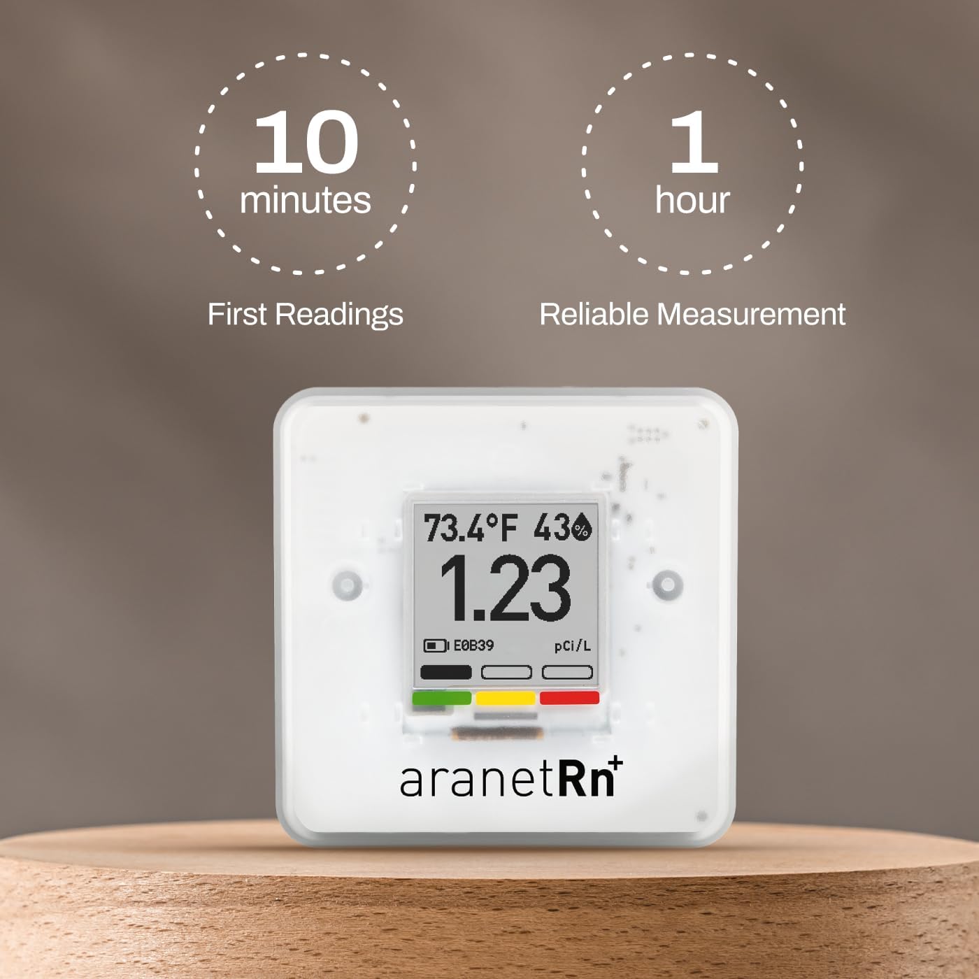 SAF Aranet Radon Detector for Home: 10-Min Measurement, Temperature, Relative Humidity, Pressure, E-Ink Display, 7-Year Battery, Portable with Free