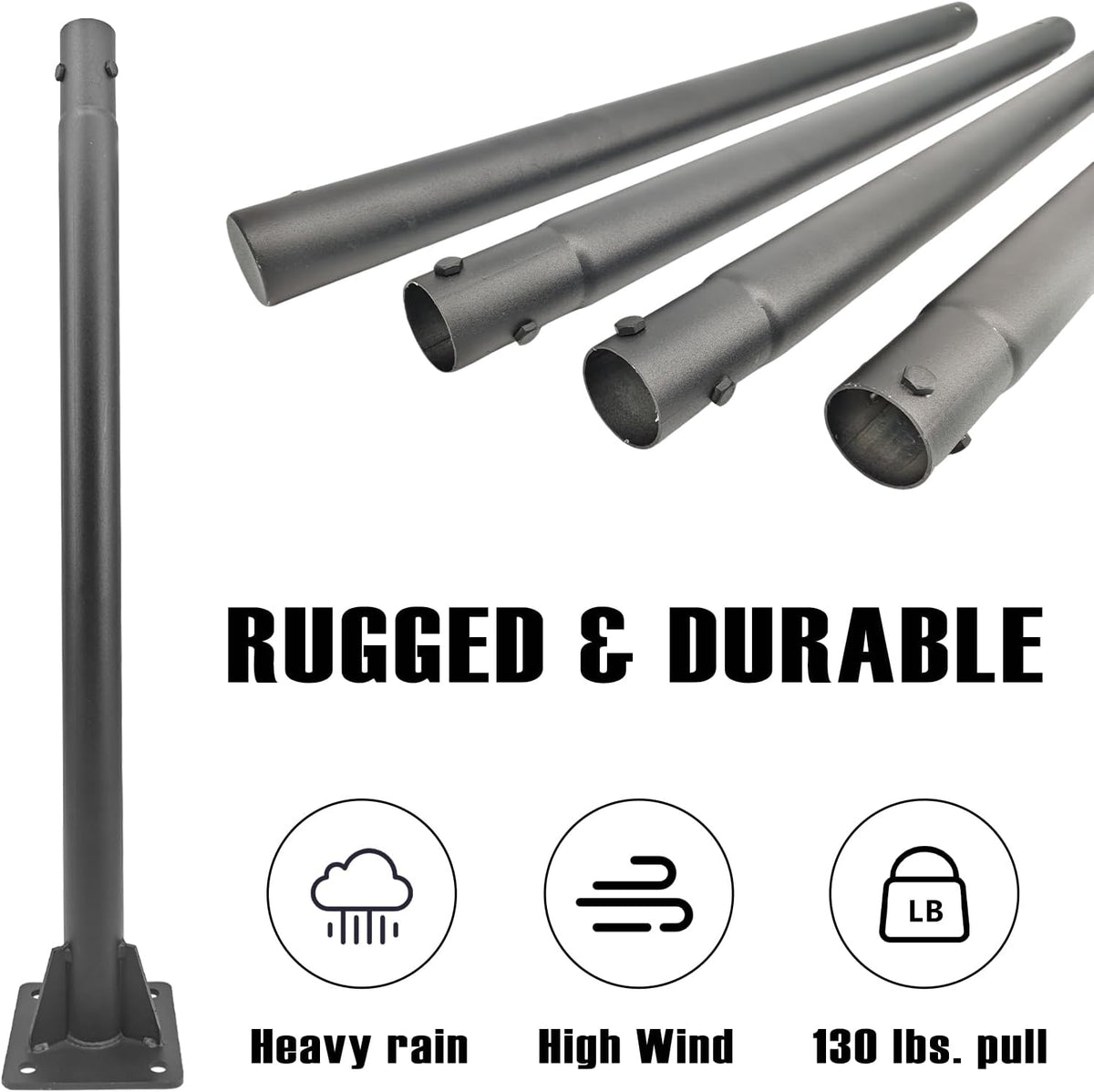 Shade Sail Poles, 2026 Upgraded 2 Poles 10Ft Outdoor Sun Shade Sail Post with Concrete Bracket Support Awning Canopy Heavy Duty Metal Pole Kit for Outside Patio Garden Deck Playground Backyard