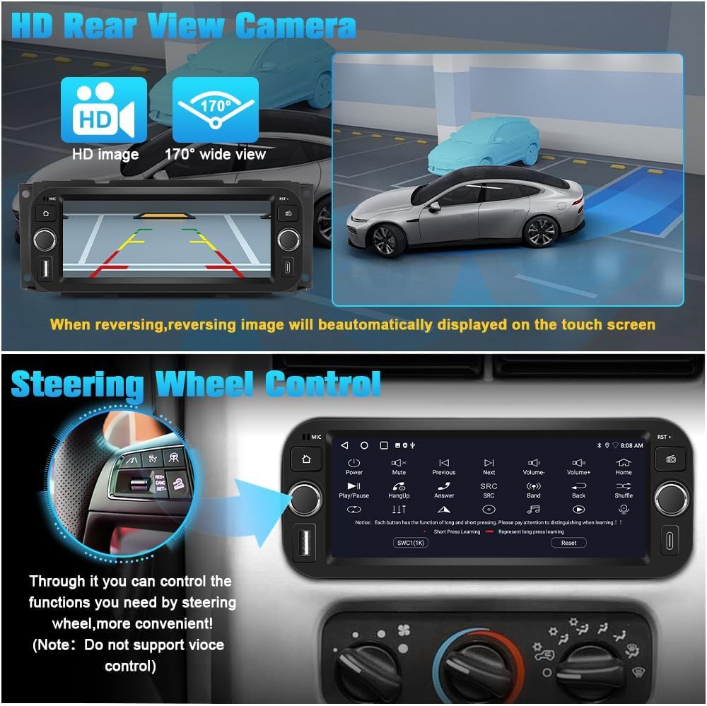AWESAFE Car Stereo for Jeep Wrangler 2003-2006 Dodge RAM 2002-2005 | Touch Screen RAM 1500 Radio, CarPlay Android Auto, WiFi GPS AM FM, SWC, Camera, 2GB+64GB