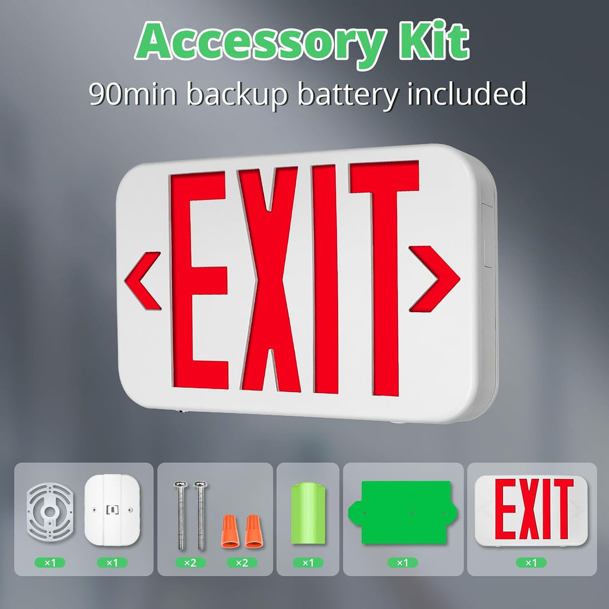GKOLED Double-Sided LED Exit Sign, Switchable Color, Emergency Light, 6Pack