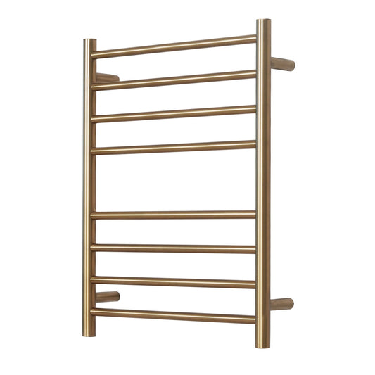 Electric Heated Towel Warmer, Wall Mounted Bathroom Towel Rack, Plug-in Design, Brushed Gold Stainless Steel Finish 8 Bar  with Single Press