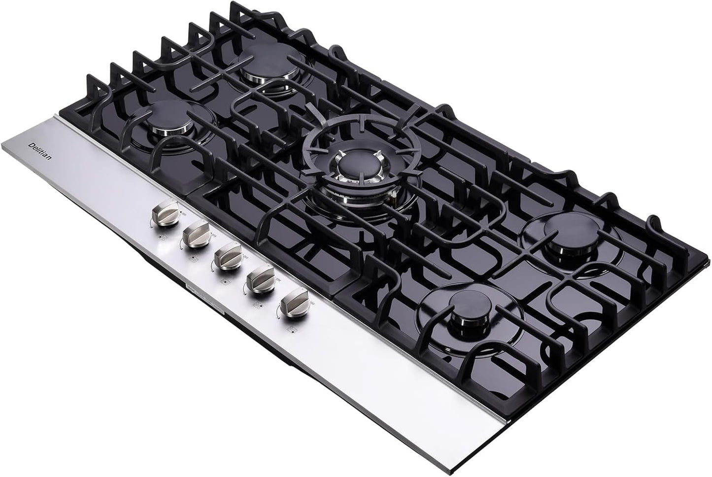 36 Inch Gas Cooktop DT5189A Tempered Glass Built-in Gas Stovetop, 5 High Efficiency Burners LPG/NG Convertible Gas Stove Top Dual Fuel Gas Hob