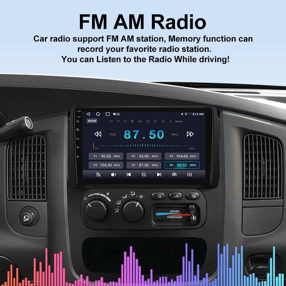 AWESAFE 4Core 64GB Car Radio Stereo for Dodge RAM 1500 2500 2002 2003 2004 2005, 9 Inch Touch Screen with Wireless CarPlay Andriod Auto 5G WiFi 2GB+64GB