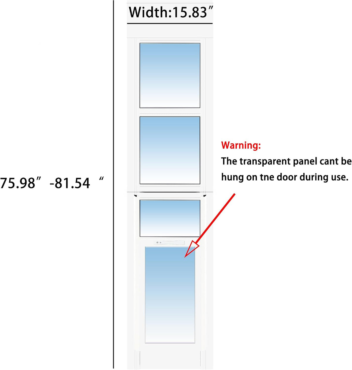 XL Dog Door for Sliding Glass Door, 75.98" to 81.54" Adjustable Height