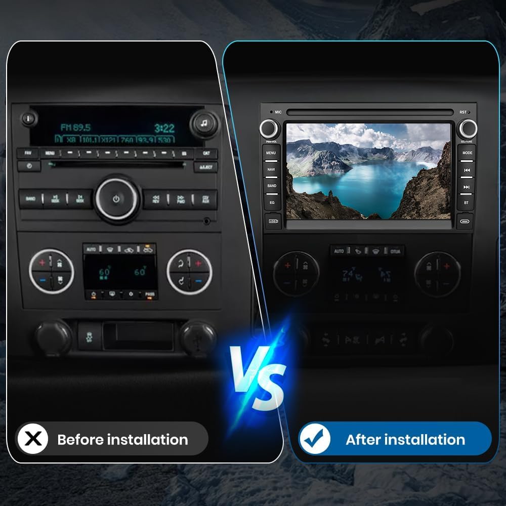 AWESAFE【2+64GB】 Android Car Stereo for Chevy Silverado GMC Sierra Yukon 2007-2013, 7 INCH Touch Screen Silverado Radio Replacement with GPS Navigation CarPlay Android Auto Multimedia Video Player