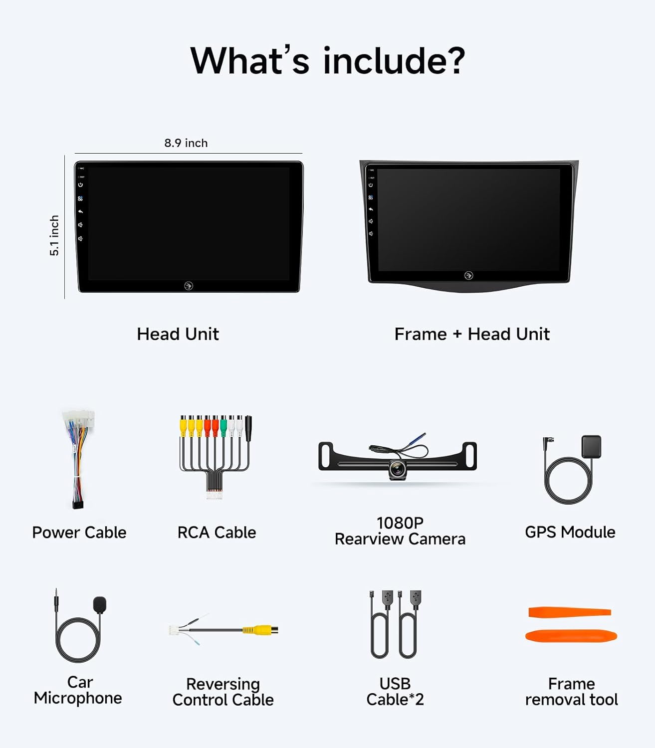 Car Stereo Radio for Toyota RAV4 2006 2007 2008 2009 2010 2011, 9 Inch Touch Screen, Wireless Carplay & Android Auto, WiFi, Bluetooth, GPS FM, SWC, 1080P Backup Camera