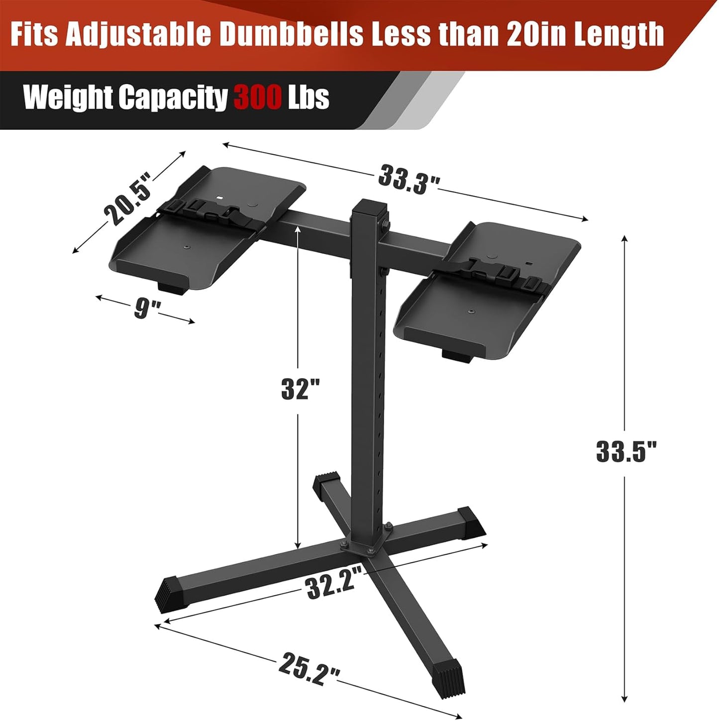 Adjustable Dumbbell Stand, 35" Height Adjustable Dumbbell Rack, 300LBS Capacity Home Gym Storage Rack with 90°Rotating Platform（Rack Only）