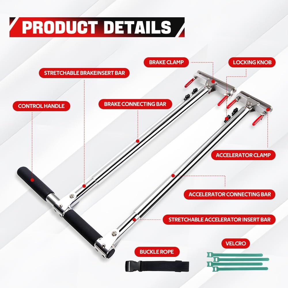 Portable Handicap Driving Hand Controls for Disabled Drivers, Feet Disability Hand Controlled Pedals Driving Cars, Handle Controls Assist Device Kit for Vehicles