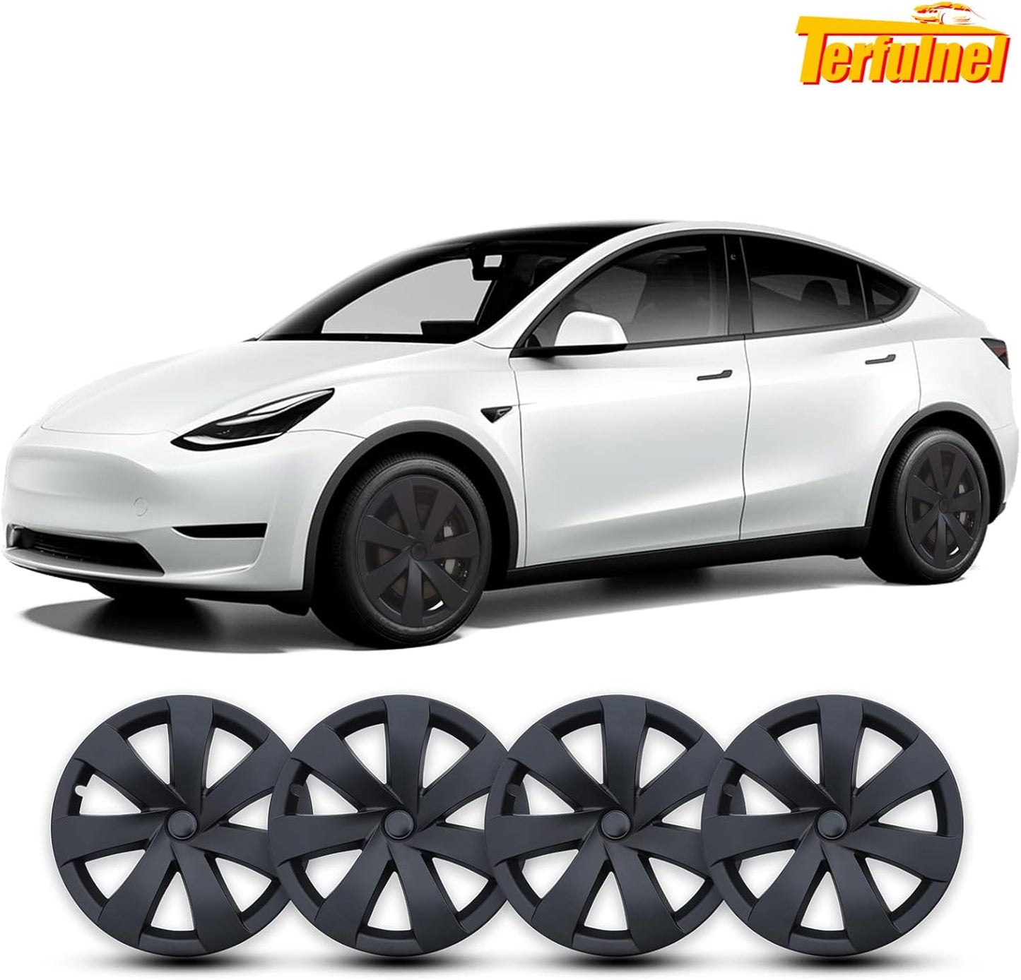 Terfulnel 19 Inch Hubcap Fit 2017-2023 Tesla Model Y Wheel Covers 4PCS Replacement Hub Caps Protector Cover for Car Decoration Modifications (19