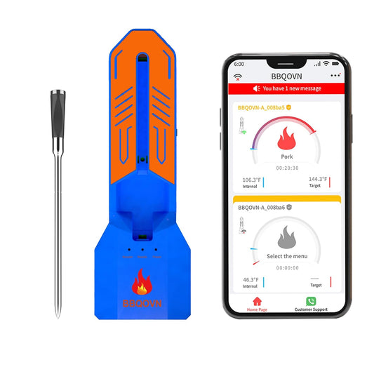 WiFi Wireless Meat Thermometer, Unlimited Range, 7 Sensors, Remote Monitoring for BBQ Grill, Oven, Smoker, Air Fryer(1, Grey, Medium)