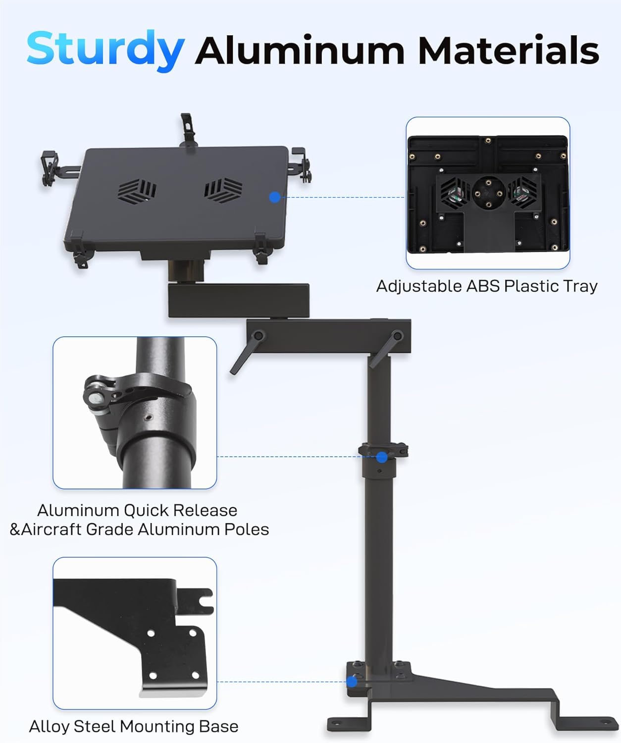 Truck Laptop Mount Fit for Ford F150,F550, F250, Ford Transit Connect, Jeep Compass Vehicle Car Computer Mount for Laptop up to 17'