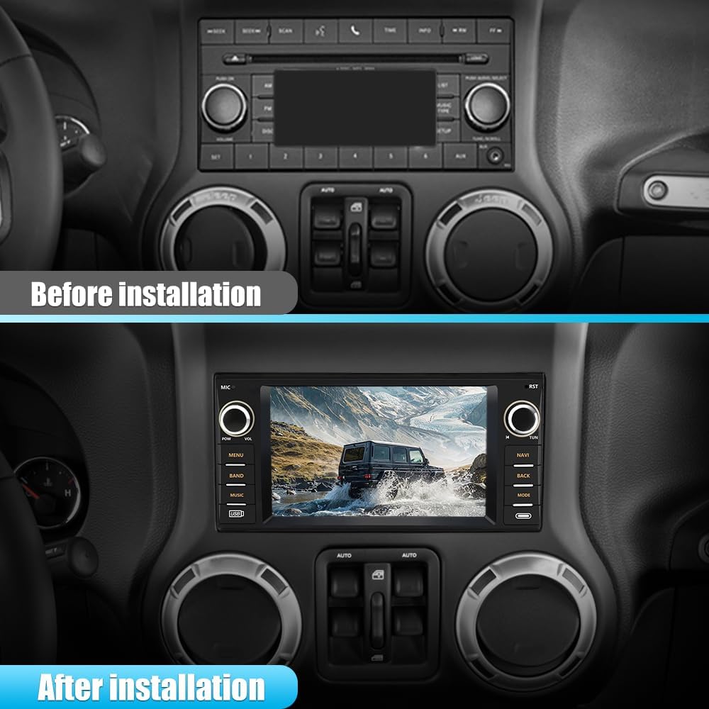 8 Core Android 13 Car Radio Stereo for Dodge RAM 2009-2012 Avenger Challenger Jeep Wrangler, 7 Inch Touch Screen with Wireless CarPlay Android Auto