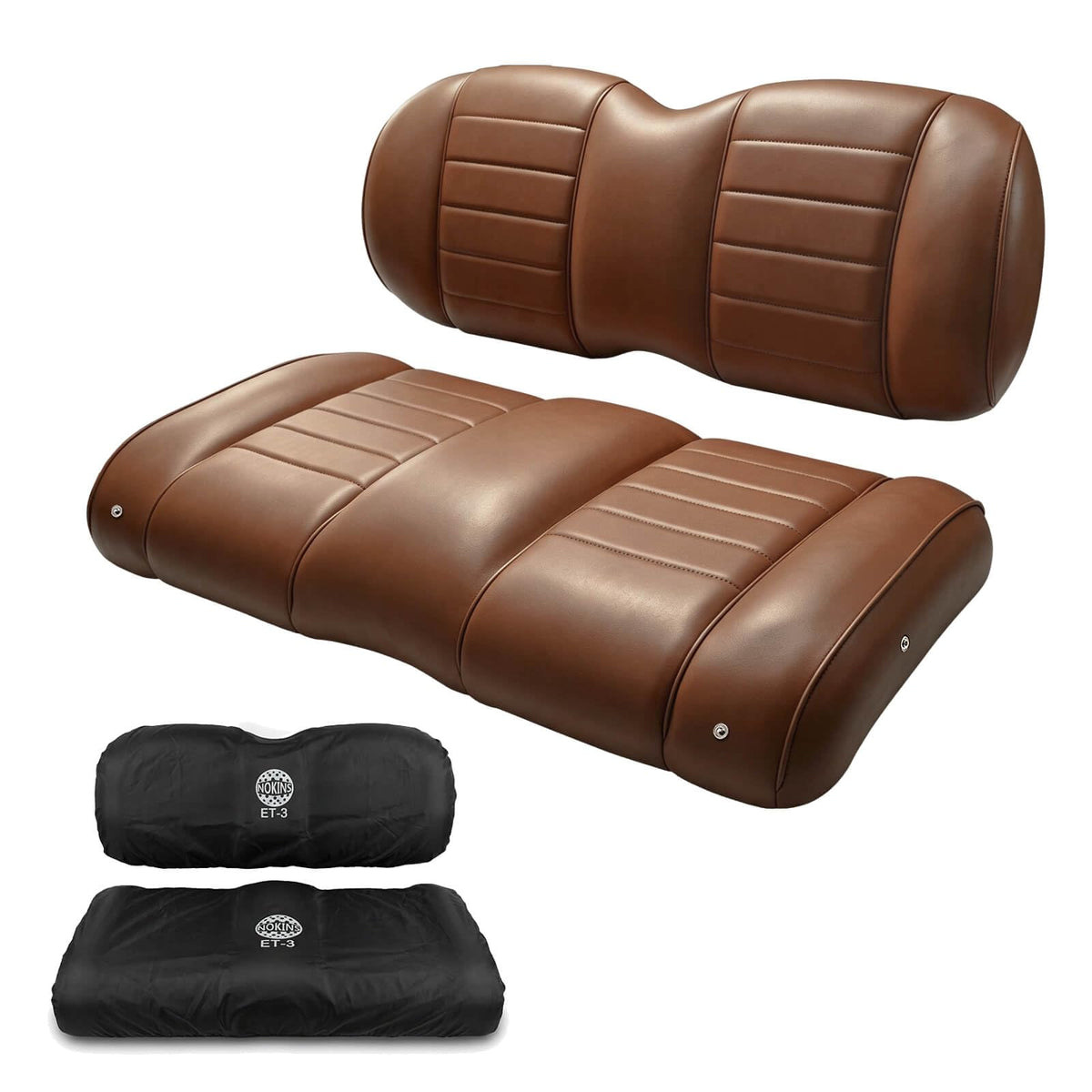 NOKINS Golf Cart Seat Cushion Kit for EZGO TXT/RXV, Coffee Brown