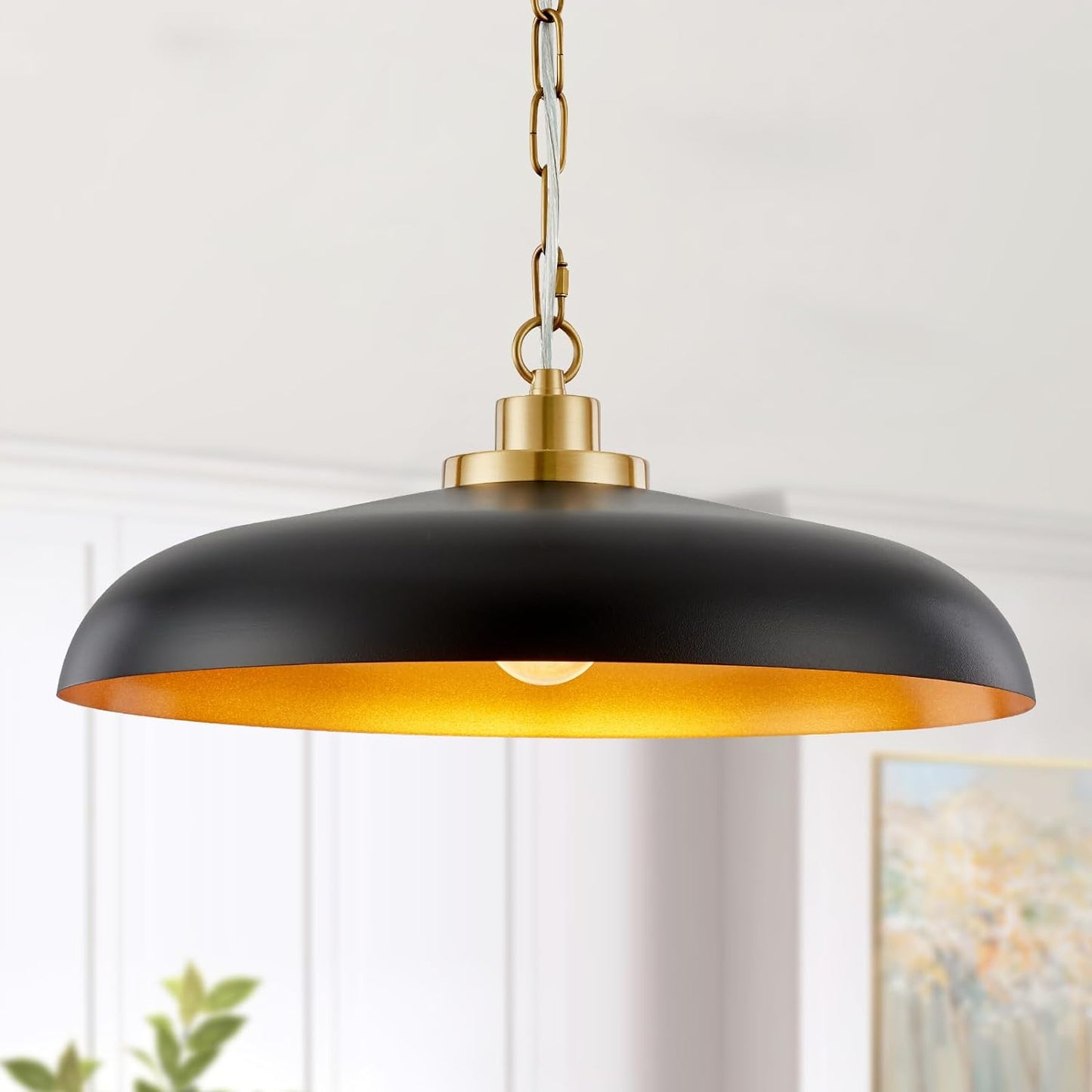 NZZDYI Large Black and Gold Pendant Lighting 18.1inch Farmhouse Pendant Light Fixtures for Kitchen Industrial Modern Pendant Lights Dining Room