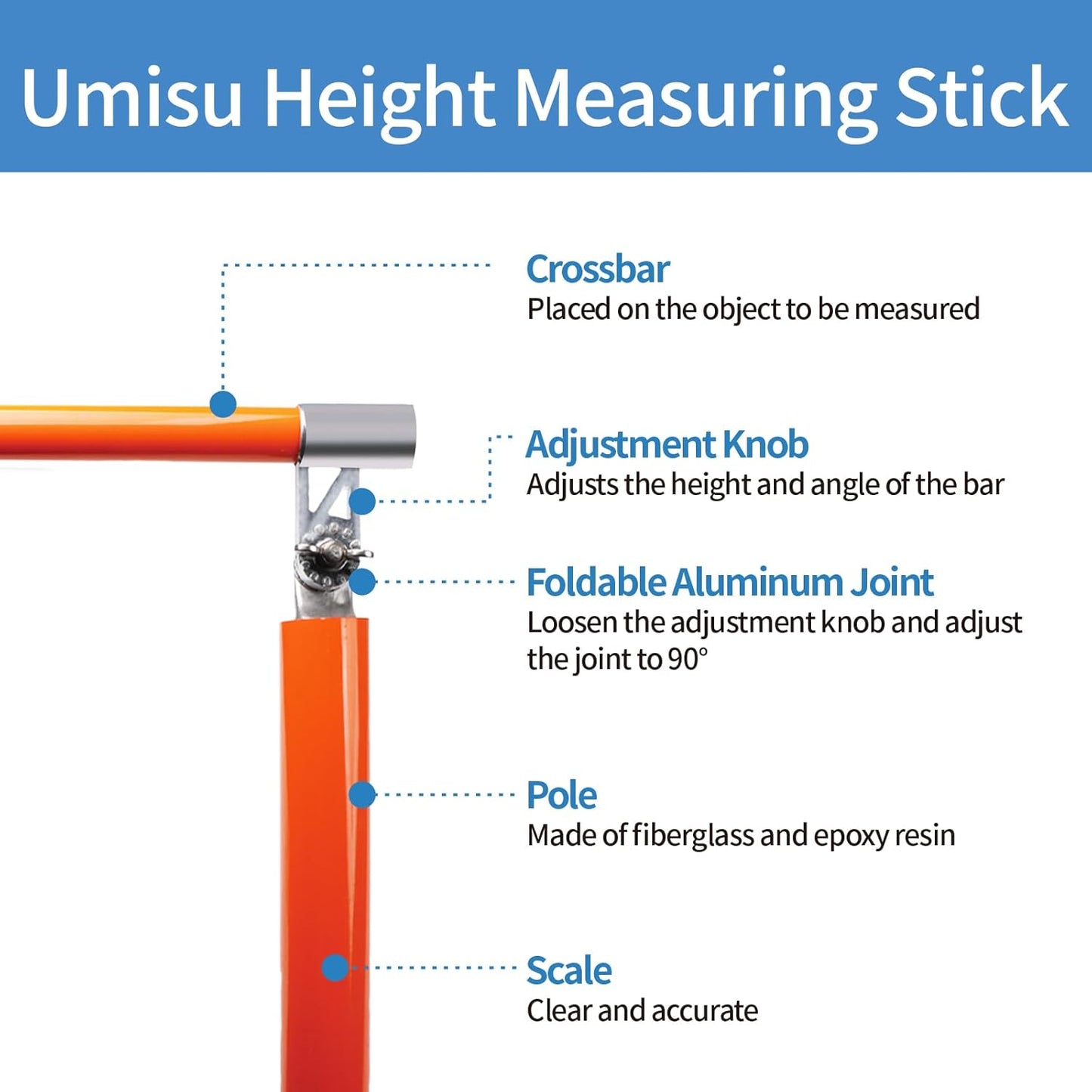 Fiberglass Load Height Measuring Stick, 20ft Stick with Carrying Bag and Adjustable Non-Conductive Pole