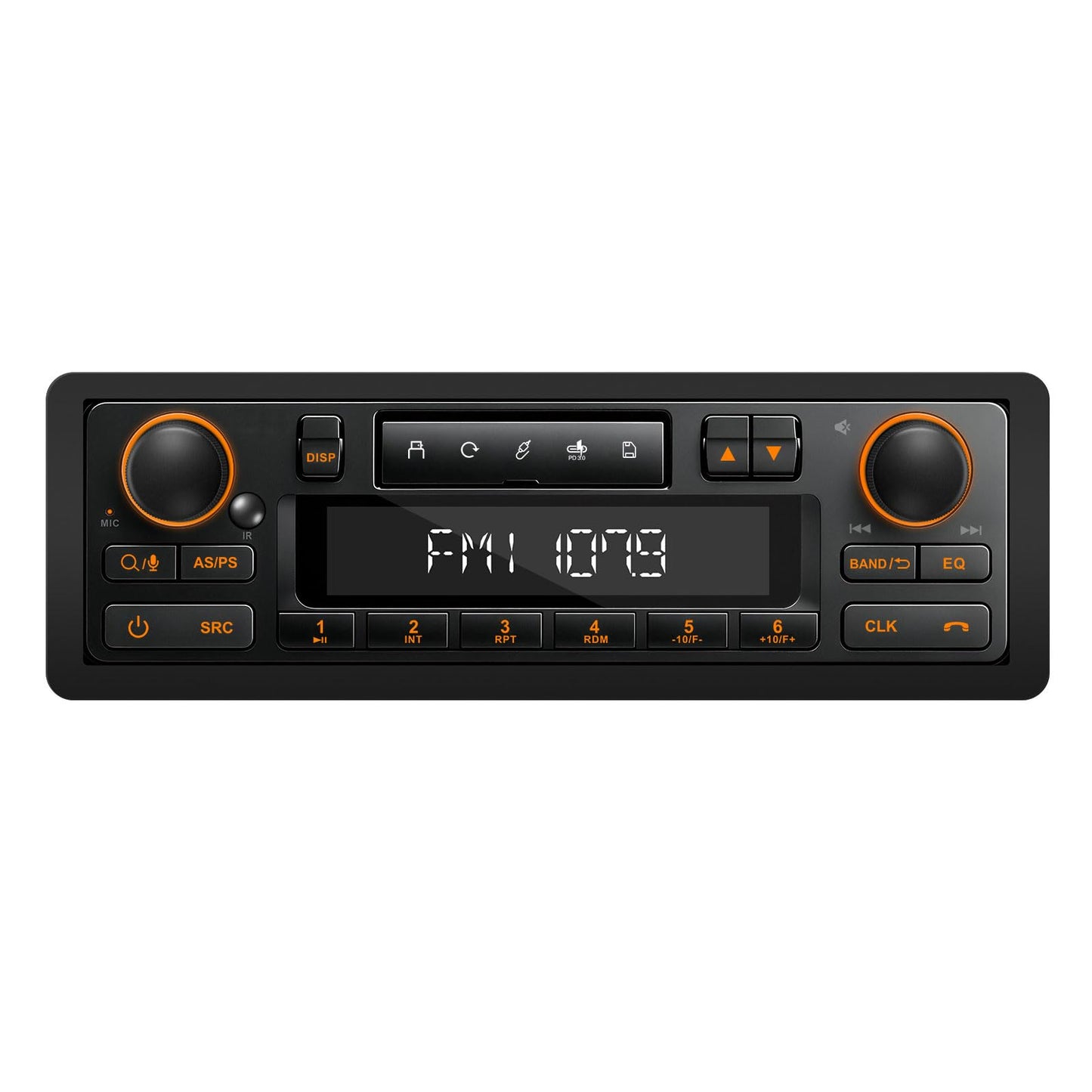Retro Bluetooth Car Radio System: Single Din European Look Stereo for Classic Vehicles - LCD Display AM FM USB SD AUX USB-C Fast Charge 4-CHN Outputs
