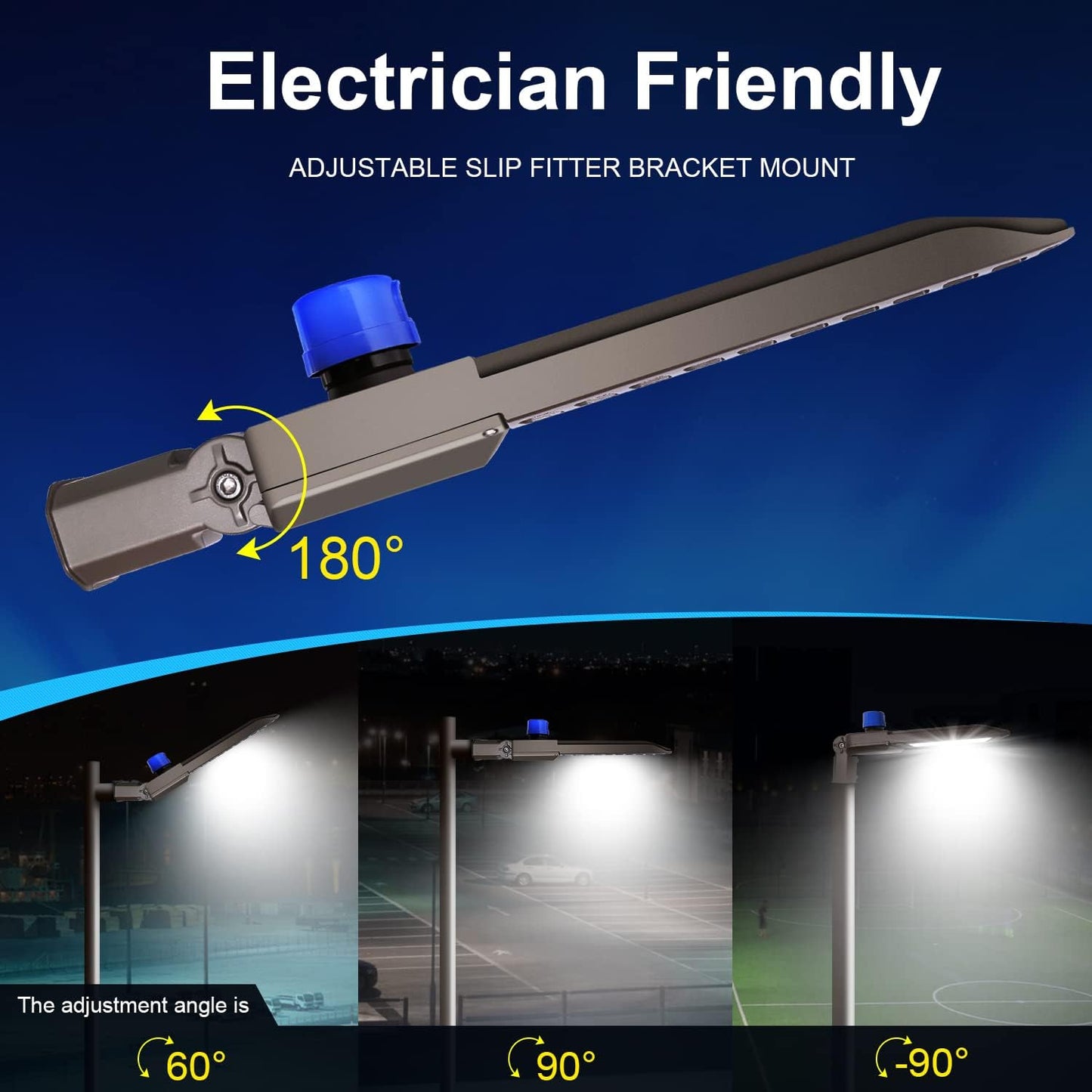 LED Parking Lot Light 300W, Outdoor Commercial Area Street Security Lighting Fixture with Photocell Sensor and Slip Fitter Mount - Energy-Efficient,