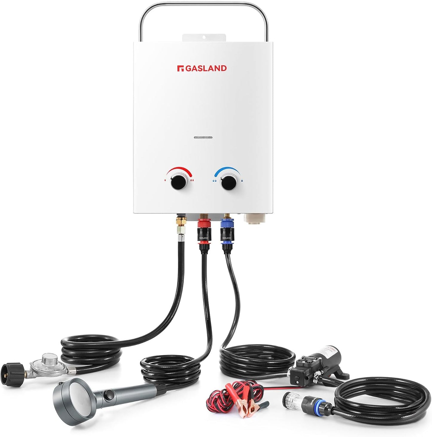 GASLAND 5L 1.32GPM Portable Propane Tankless Water Heater with 1.32GPM Water Pump and Pipe Strainer