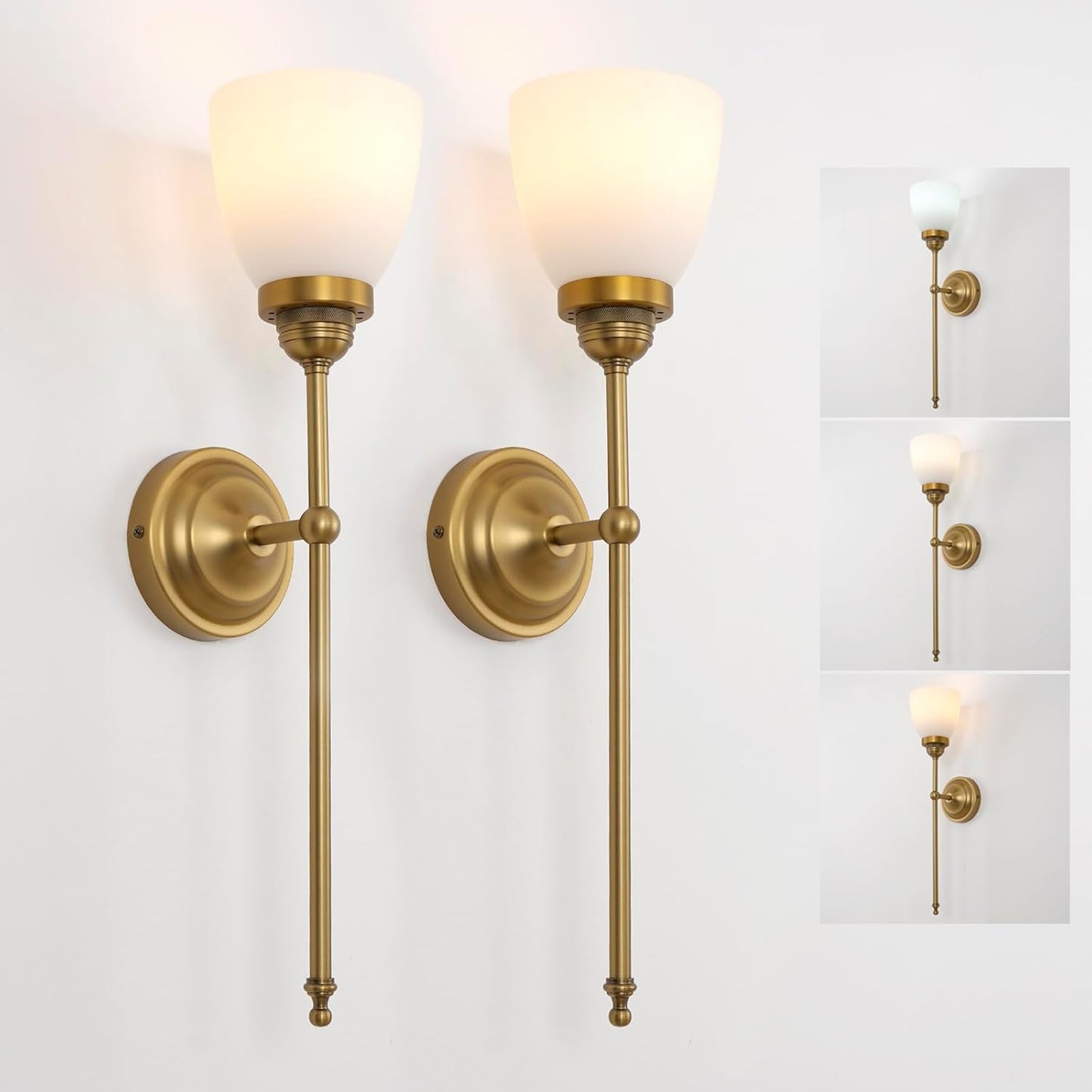 Vintage Rechargeable Battery Powered Wall Sconces Set of 2 Wall Mounted