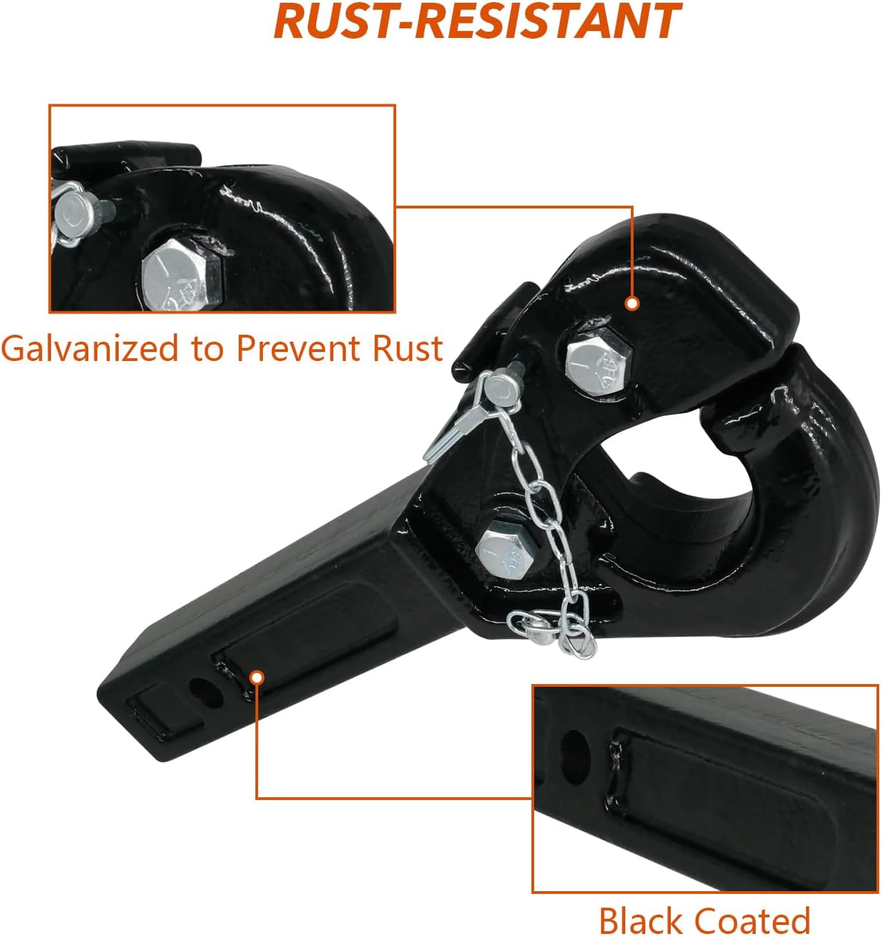 Heavy-Duty Pintle Hitch for 2 Inch Receiver, 33,000 lbs Towing Capacity, Pintle Trailer Hitch with 1 Hitch Pin Lock, Flexible Hook & High-Strength Carbon Steel Design, Fit for Trucks, SUVs