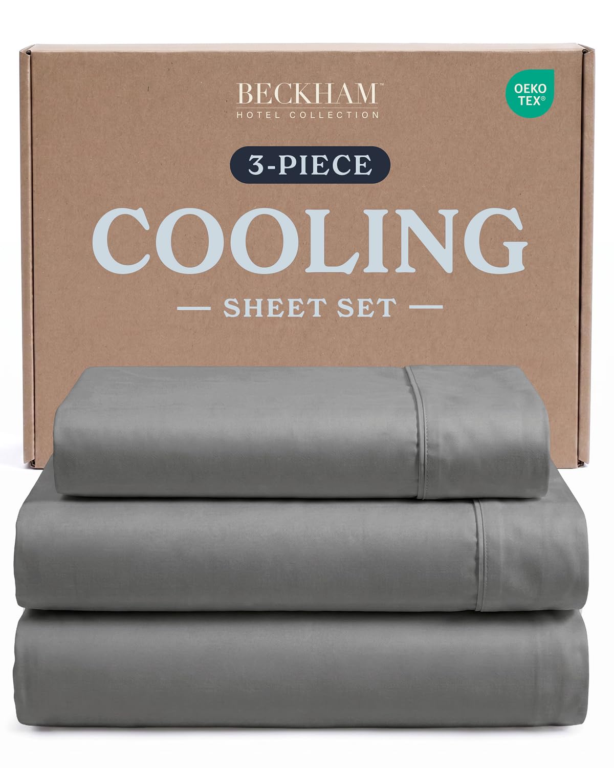 Beckham Hotel Collection Twin XL 3 Piece Cooling Sheet Set for Hot Sleepers, Silky Soft, Breathable & Cooling Summer Sheets for Dorm Beds - Fits Mattress 16" Deep - Wrinkle & Fade Free, Dark Gray 04 - Dark Gray Twin XL