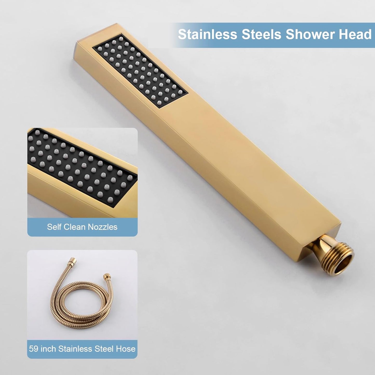 Slide Bar Shower System, Anti-Scald Thermostatic Shower System, Luxury Shower System with Rain Shower and Handheld Spray, Brushed Nickel Wall Mount