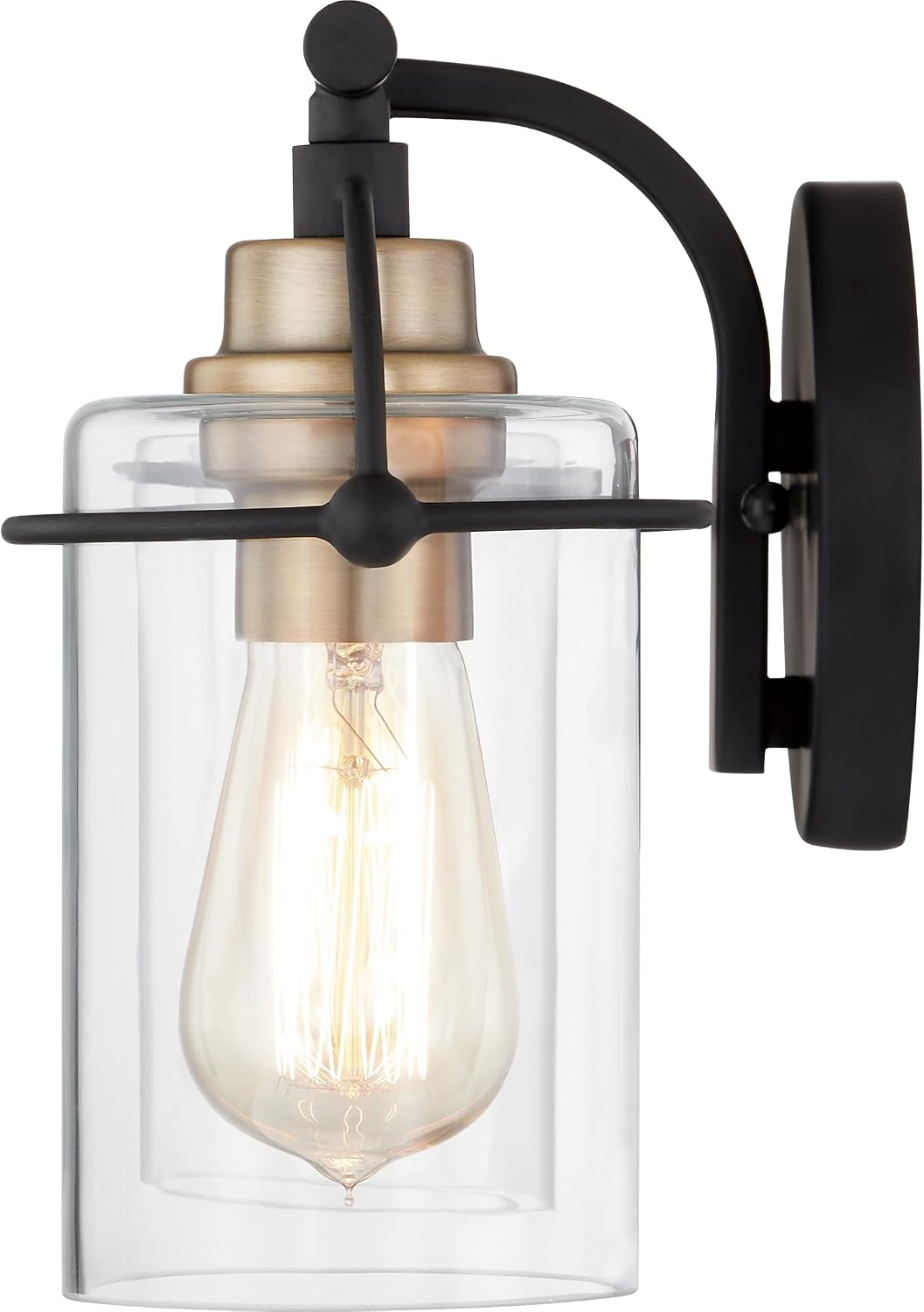Quoizel Emerson 24" 3-Light Matte Black Vanity Light, Bathroom Lighting Fixture with Clear Glass Shades, Transitional Wall Mount for Over Mirror Matte Black 3-Light