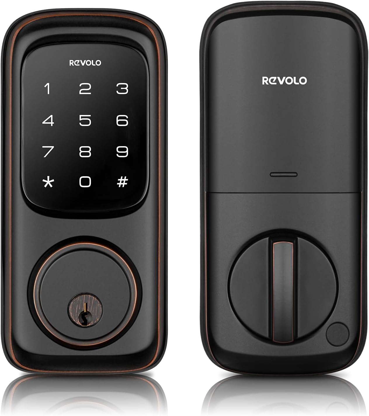 Revolo Keyless Entry Door Lock, Electronic Keypad Deadbolt, Keyed Entry, Anti-Peeking Password, Oil Bronze