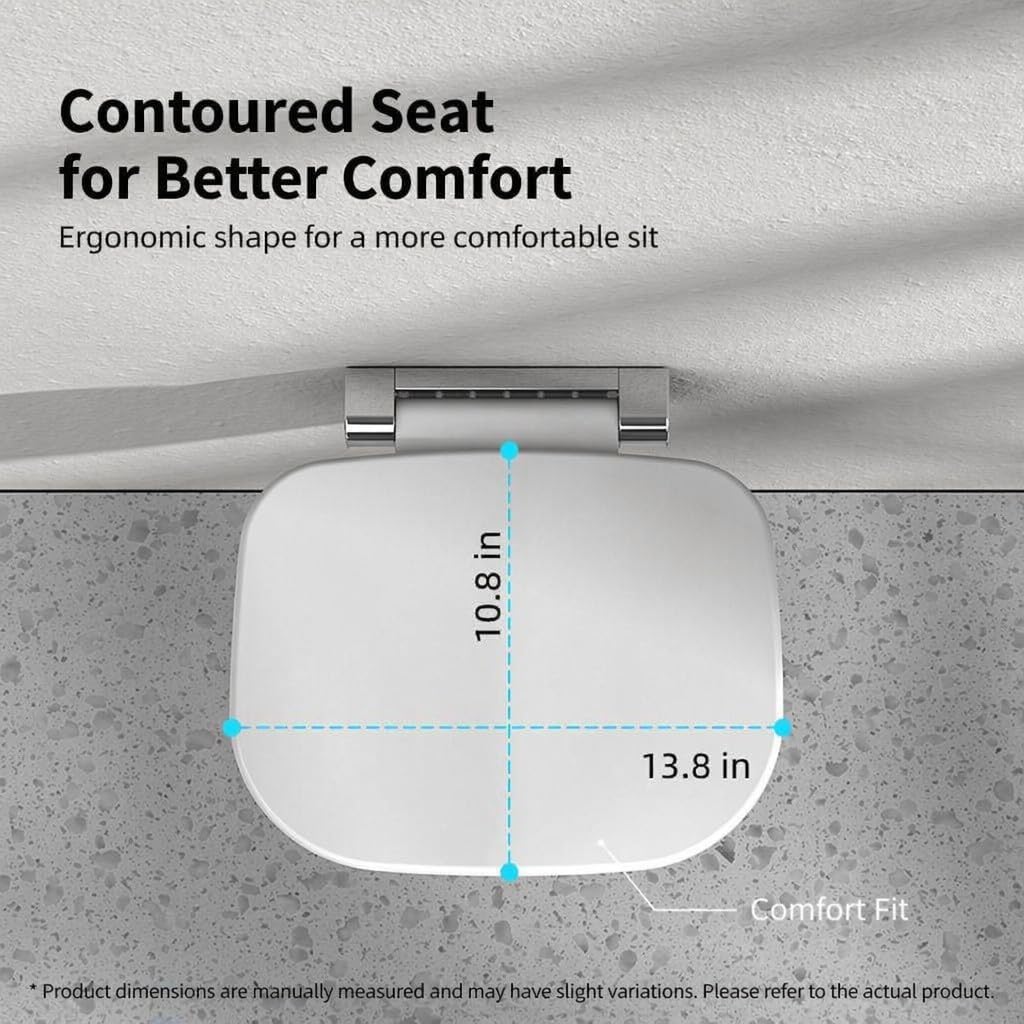Wall Mounted Folding Shower Seat, 400lb Fold Down Bench White