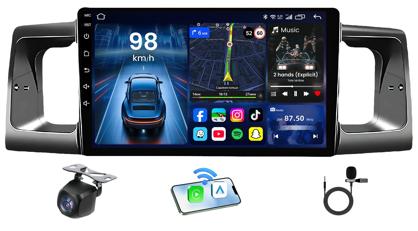 8Core 32G ROM Car Radio for Toyota Corolla 2003-2008: Wireless Carplay Android Auto Stereo 9 Inch 1280 * 800P IPS Touch Screen GPS Bluetooth 5G WiFi 1080P Backup Camera FM/RDS Steering Wheel Control 8Core 2G RAM+32G ROM 9 Inches