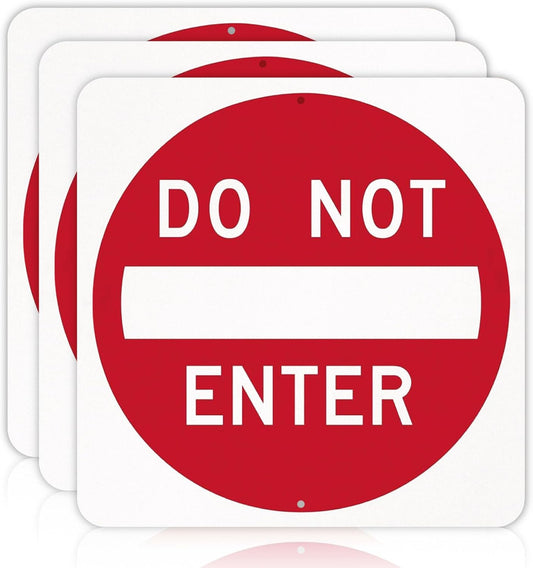 OLANZU Do Not Enter Sign 30x30 - Pack of 3 High Intensity Prismatic Aluminum - Honeycomb Reflective Do Not Enter Signs - Rust Free Metal Do Not Enter