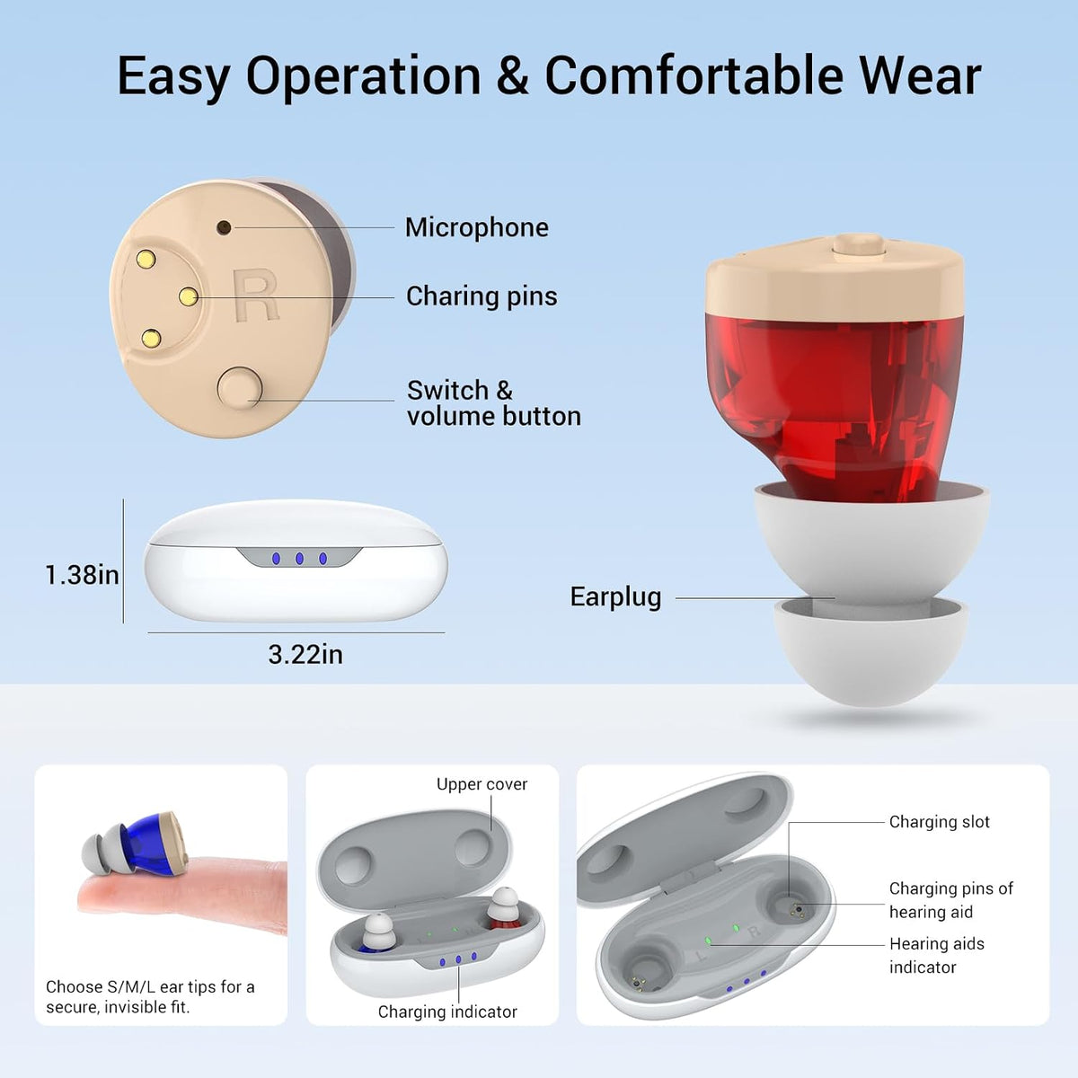 Saban Rechargeable OTC Digital Hearing Aid with Noise Cancellation