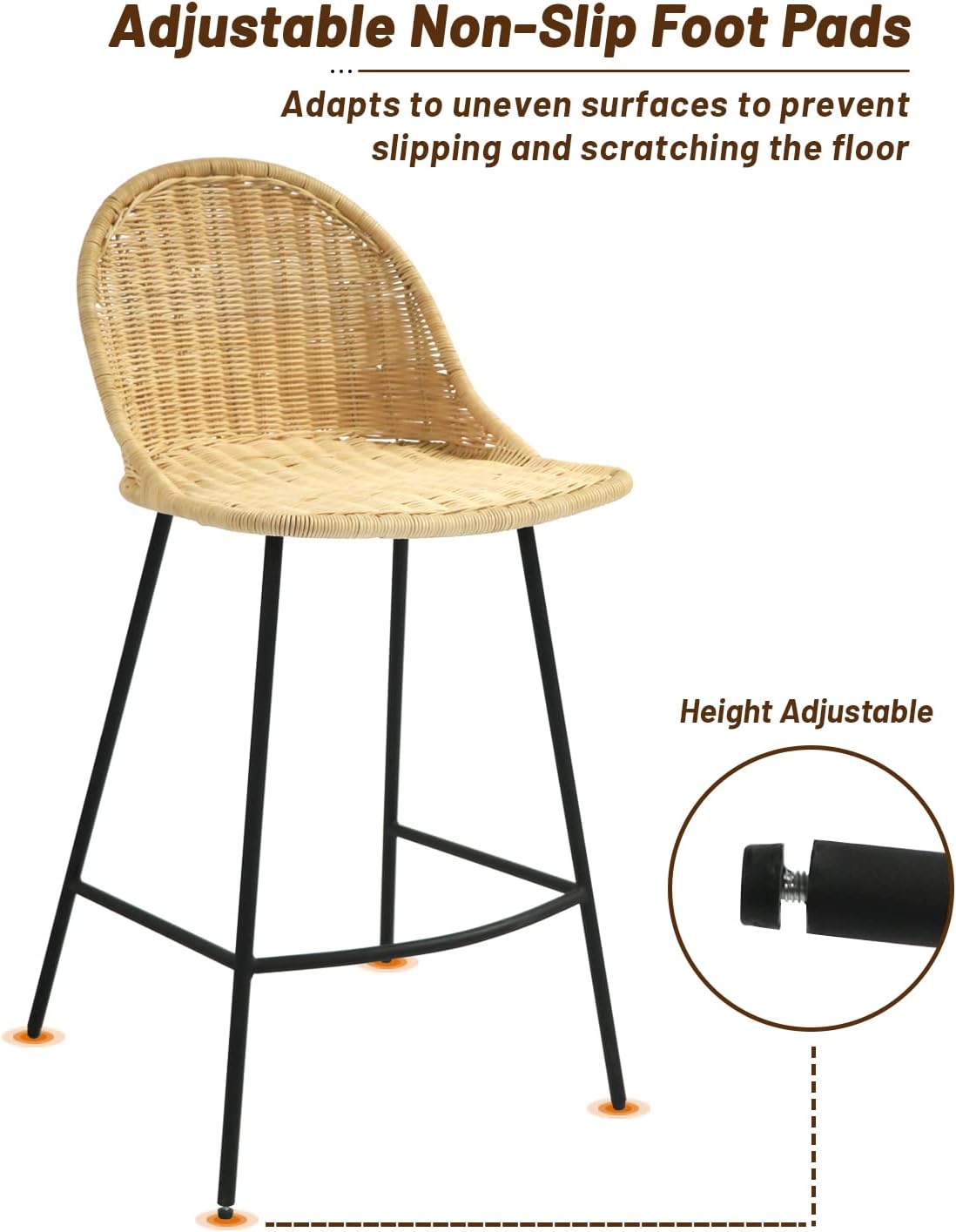 Counter Height Bar Stool, 29" Faux Leather Bar Stool, Set of 1, Modern Bar Stool Chair with Back and Metal Leg, for Kitchen Island, Bistro (Bar Chair)